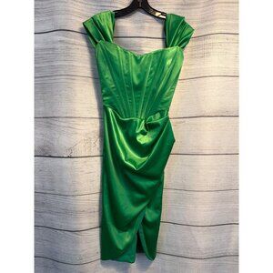 Gigii's Jasmin Draped Green Off Shoulder Corset Dress Size XS